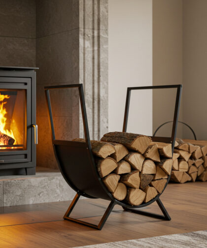 Stalen haardhout rek
