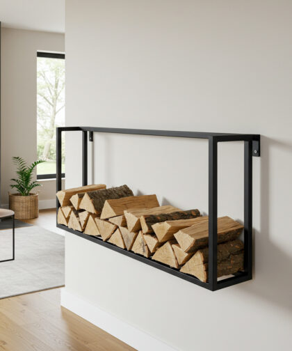 stalen haardhout rek wandmodel