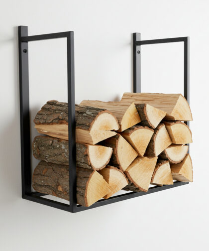 stalen haardhout wandrek