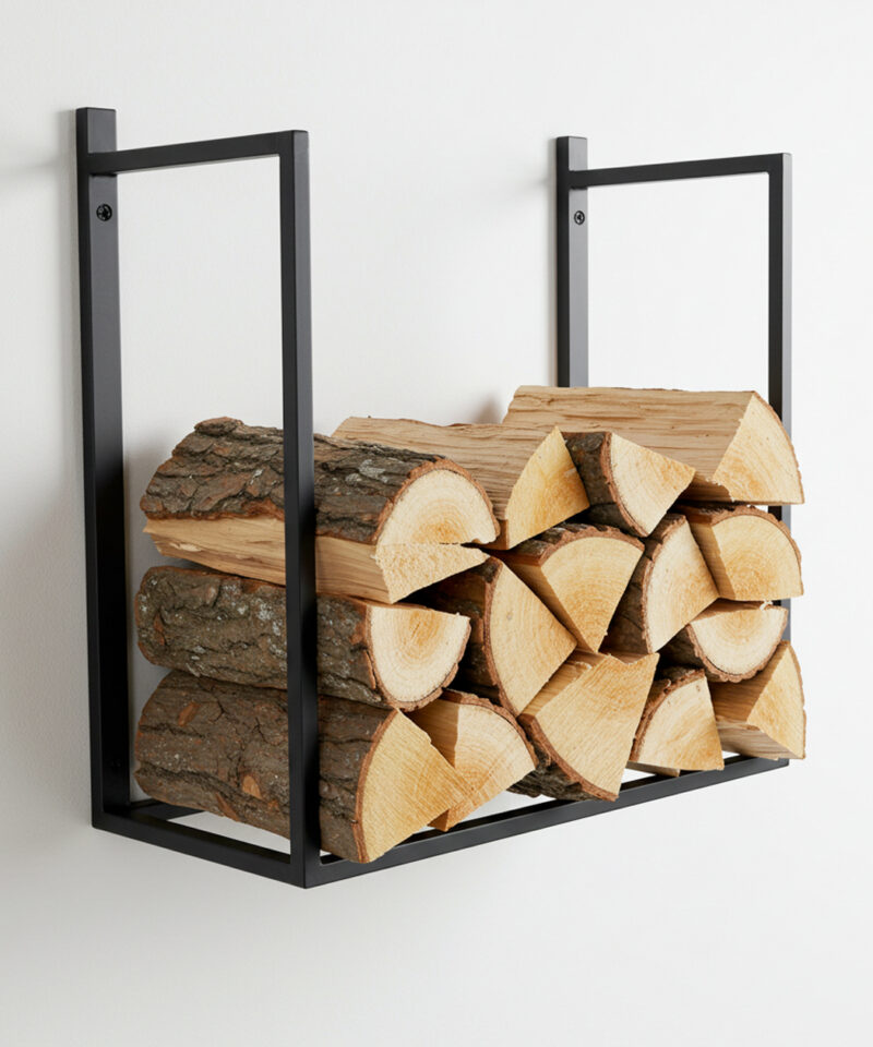 stalen haardhout wandrek