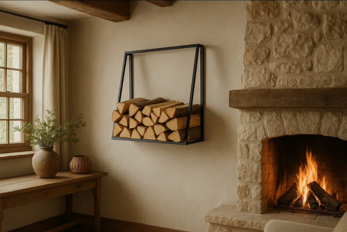 Stalen haardhoutrek eigen ontwerp