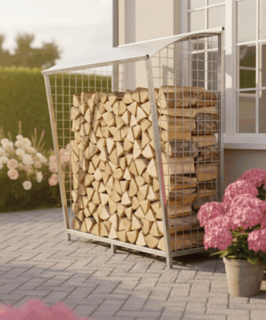 Houtopslag buiten HH07 – verzinkt, met gebogen dak