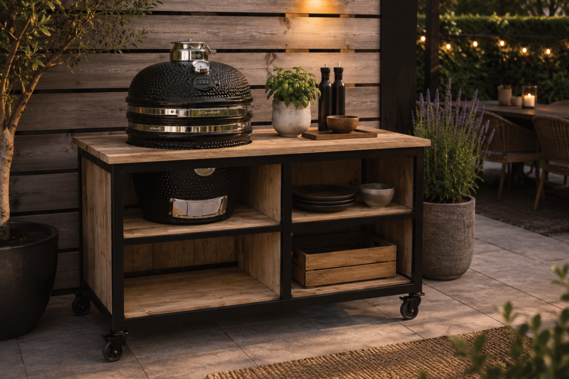 Steigerhouten bbq tafel